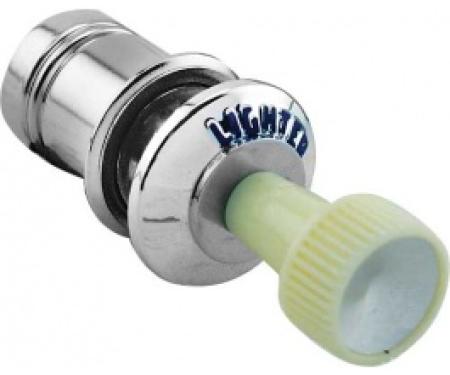 Ford Thunderbird Cigar Lighter Knob & Element, Chrome With Green Letters, 1960