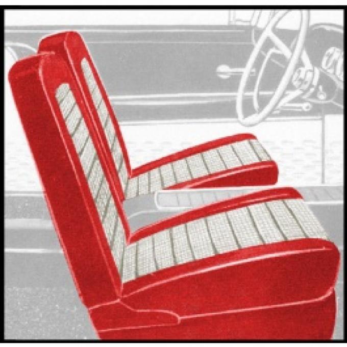 Ford Thunderbird Front Bucket Seat Covers, Vinyl, Red #8 & White #2, Trim Code XG, 1958