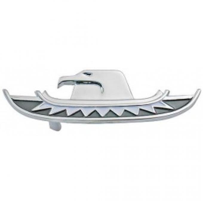 Ford Thunderbird Trunk Lock Ornament Key Hole Cover, Chrome With Black & White Paint, Coupe, 1961-63