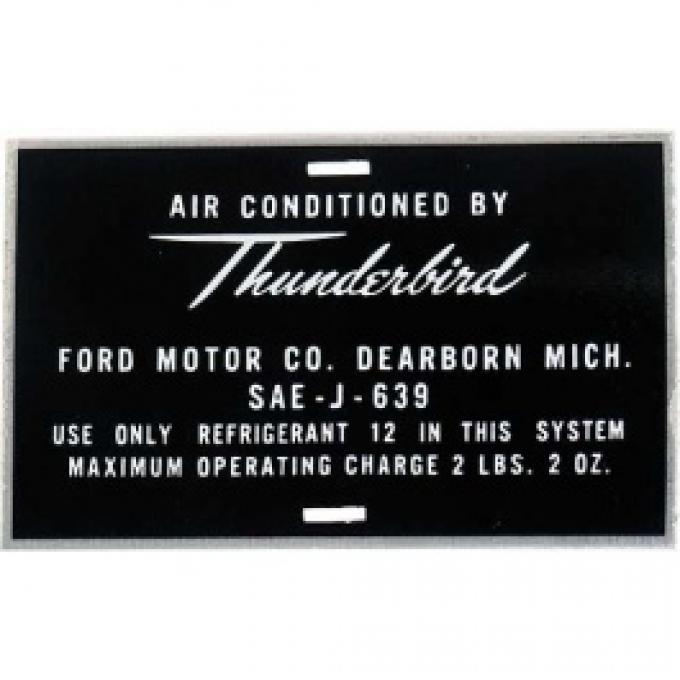 Ford Thunderbird Air Conditioner Hose Tag, Aluminum, 1965-66
