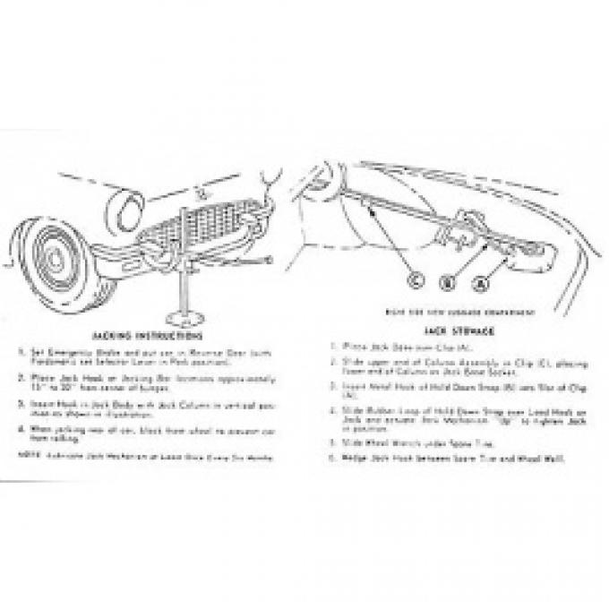 Ford Thunderbird Jack Instruction Decal, 1957