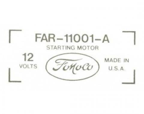 Ford Thunderbird Starter Decal, 352 V8, FAR-11001-A, 1956-60