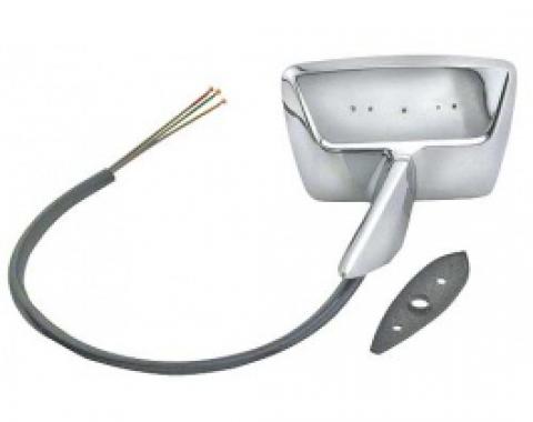 Ford Thunderbird Outside Rear View Mirror, Lft, Remote Control, Chrome, W/o Thunderbird Emb, 1964-66