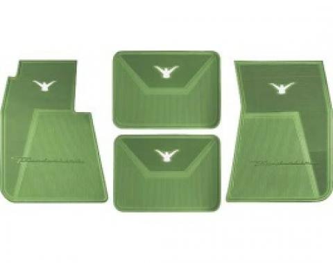 Ford Thunderbird Rubber Floor Mats 4 Pcs, Frt & Rr, Tbird Script And Wht Bird Logo, 58-60