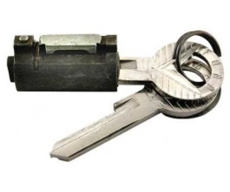 Ford Thunderbird Trunk Lock Cylinder, With 2 Repro Ford Script Keys, Keyhole Cover Is Not Included, 1955-59