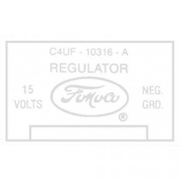 Ford Thunderbird Voltage Regulator Decal, 40 Amp, No Air Conditioning, C4OF-A, 1964