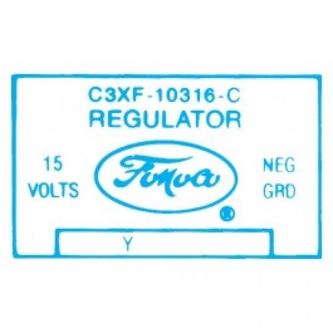 Ford Thunderbird Voltage Regulator Decal, 30 Amp, With Air Conditioning, C3XF-C, 1963