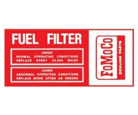 Ford Thunderbird Fuel Filter Decal, For Tri-Power Cars, 1962-63