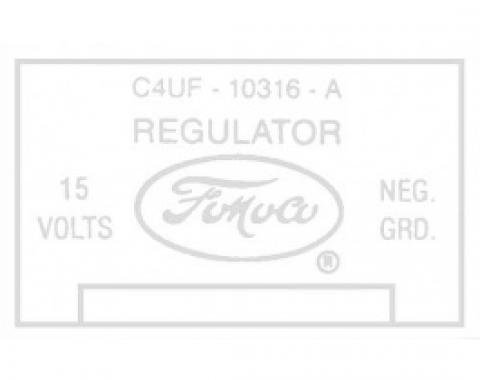 Ford Thunderbird Voltage Regulator Decal, 40 Amp, No Air Conditioning, C4OF-A, 1964