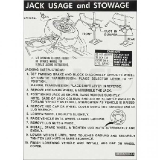 Jacking Instructions, 1973 Thunderbird