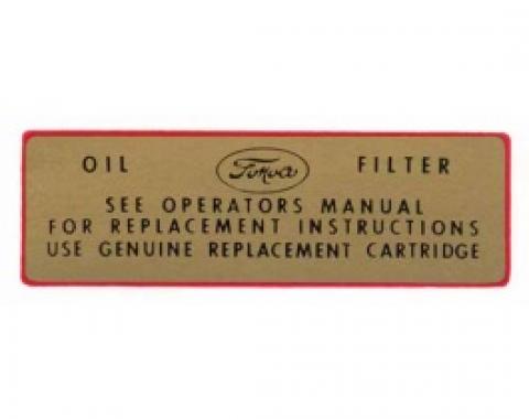 Ford Thunderbird Oil Filter Canister Decal, 1955-56