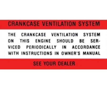 Ford Thunderbird Air Cleaner Decal, Crankcase Ventilation System, 1961-64