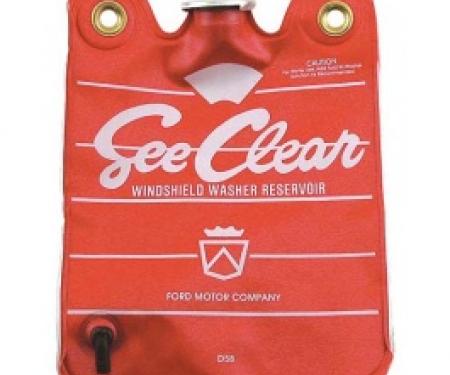 Ford Thunderbird Windshield Washer Bag, Red With White Letters, With Cap, 1958-60