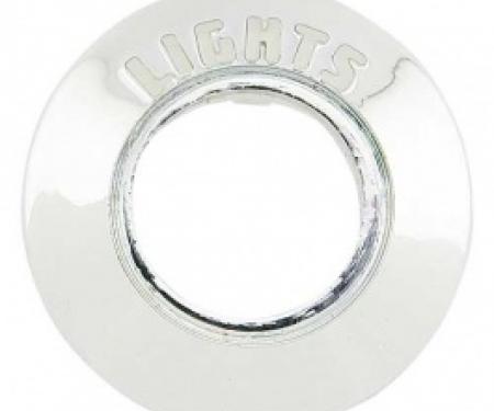Ford Thunderbird Headlight Switch Bezel, Chrome With Clear Letters, 1960