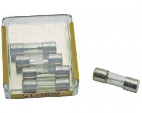 Glass Tube Fuses, AGW-15, Set Of 5, 1964