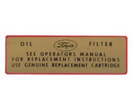 Ford Thunderbird Oil Filter Canister Decal, 1955-56