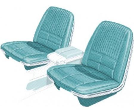 Ford Thunderbird Front Bucket Seat Covers, Vinyl, Light Aqua #25, Trim Code 27, Without Reclining Passenger Seat, 1966