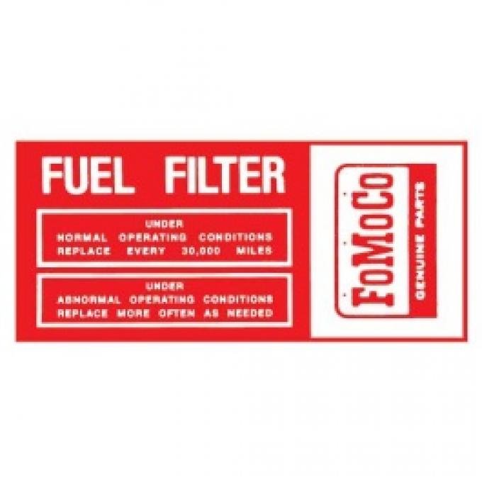 Ford Thunderbird Fuel Filter Decal, For Tri-Power Cars, 1962-63