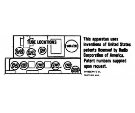 Ford Thunderbird Radio Schematic Decal, 1956