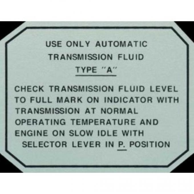 Ford Thunderbird Glove Box Decal, Automatic Transmission, 1955-57