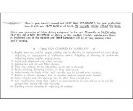 Ford Thunderbird Owner's Manual Envelope, 1961-62
