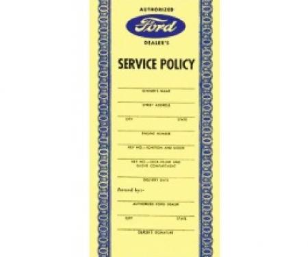 Ford Thunderbird Service Policy, 1955