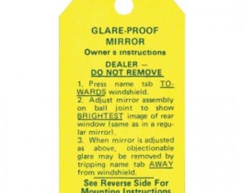 Ford Thunderbird Glare-Proof Mirror Instruction Decal, 1955-56