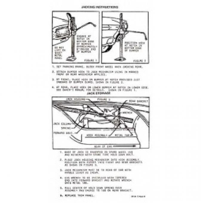 Ford Thunderbird Jack Instruction Decal, 1964