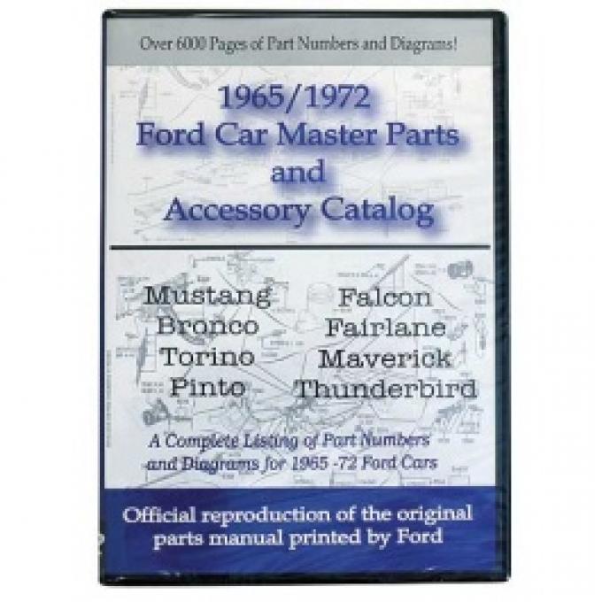 1965-72 Ford Car Parts & Accessories On CD, Includes Text & Illustrations, For Windows Operating Systems Only