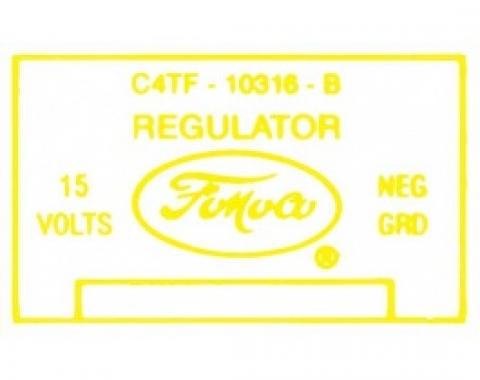 Ford Thunderbird Voltage Regulator Decal, 52 Amp, Transistorized Ignition, C4TF-B 1964