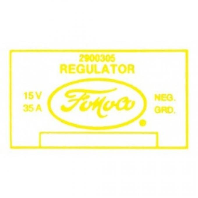 Ford Thunderbird Voltage Regulator Decal, 35 Amp, 352 & 430 V8 With Air Conditioning, 29003, 1958-60