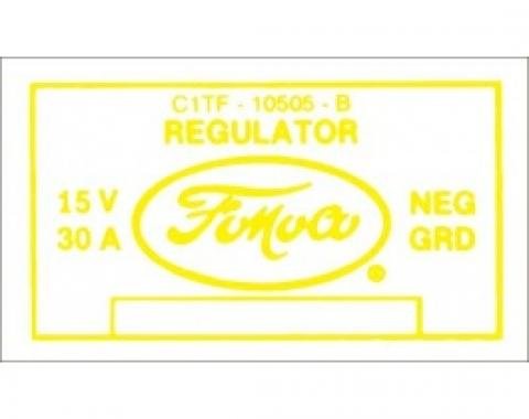 Ford Thunderbird Voltage Regulator Decal, 30 Amp, No Air Conditioning, C1TF-B, 1961