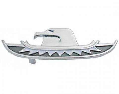 Ford Thunderbird Trunk Lock Ornament Key Hole Cover, Chrome With Black & White Paint, Coupe, 1961-63