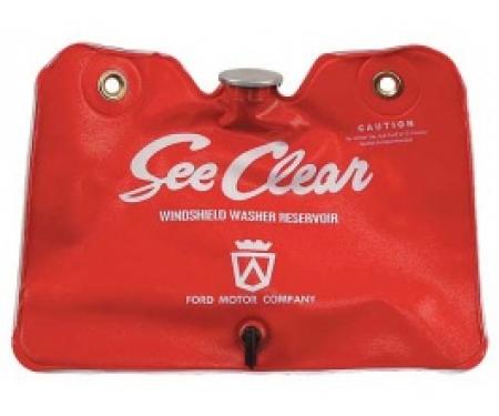 Ford Thunderbird Windshield Washer Bag, Red With White Letters, With Cap, 1961