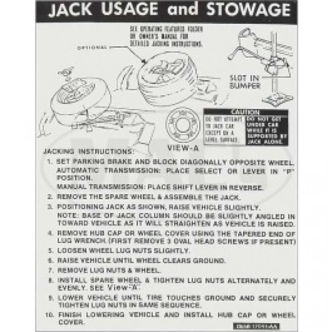 Jacking Instructions, 1975 Thunderbird