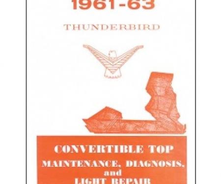 1961 1963 -63 Convertible Top Repair & Adjustment Manual, 16 Pages