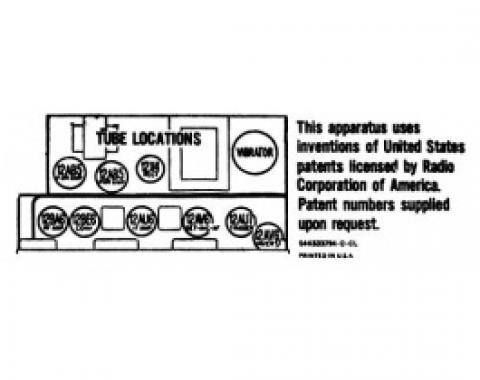 Ford Thunderbird Radio Schematic Decal, 1956