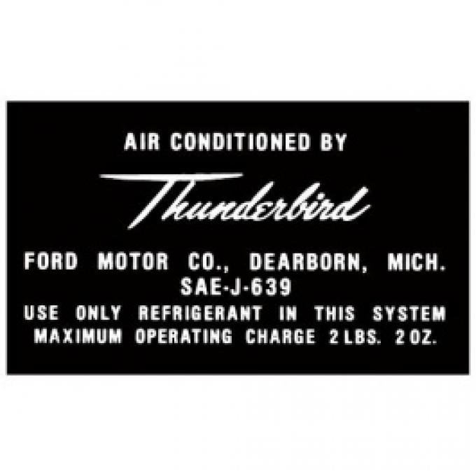 Ford Thunderbird Air Conditioning Aluminum Tag Decal, 1964-66