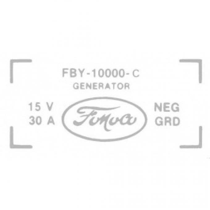 Ford Thunderbird Generator Decal, Generator C Decal, 1957