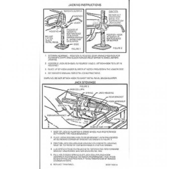 Ford Thunderbird Jack Instruction Decal, 1966