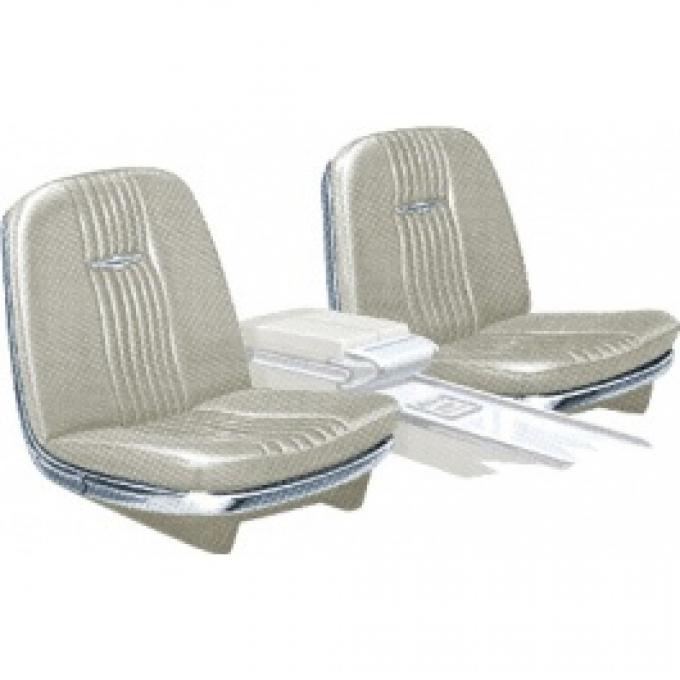 Ford Thunderbird Front Bucket & Rear Bench Seat Covers, Full Set, Vinyl, White #43, Trim Code 53, Without Reclining Passenger Seat, 1964