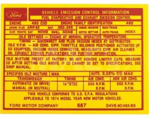 460 Emissions, 1974 Thunderbird