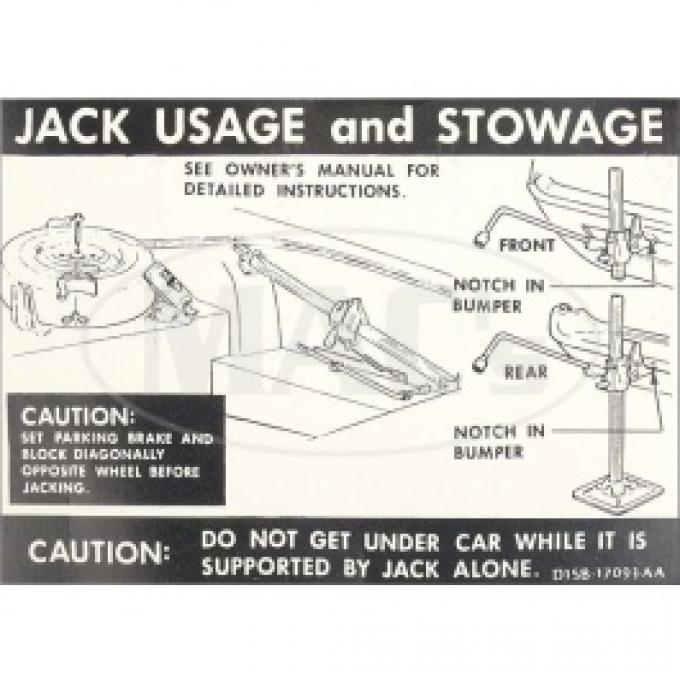 Jack Instructions, 1971 Thunderbird