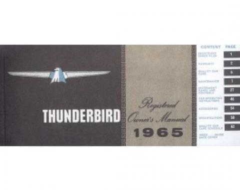 Thunderbird Owner's Manual, 68 Pages, Over 70 Illustrations, Includes Ford Registered Owner Plan, 1965