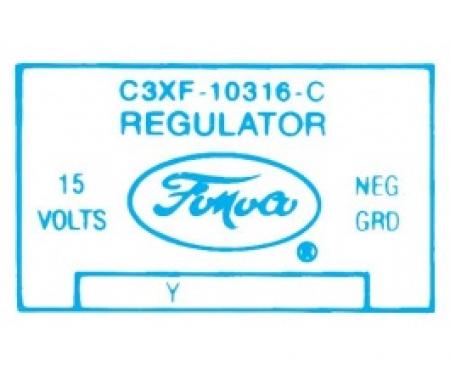 Ford Thunderbird Voltage Regulator Decal, 30 Amp, With Air Conditioning, C3XF-C, 1963