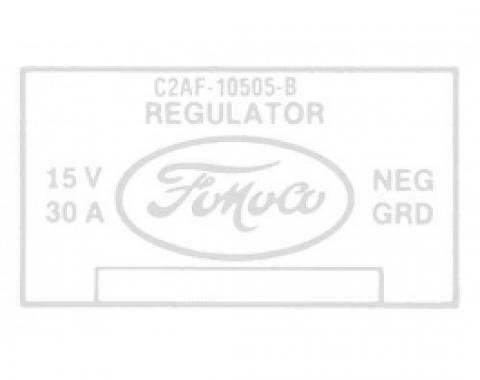 Ford Thunderbird Voltage Regulator Decal, C2AF-B, 30 Amp, 1962