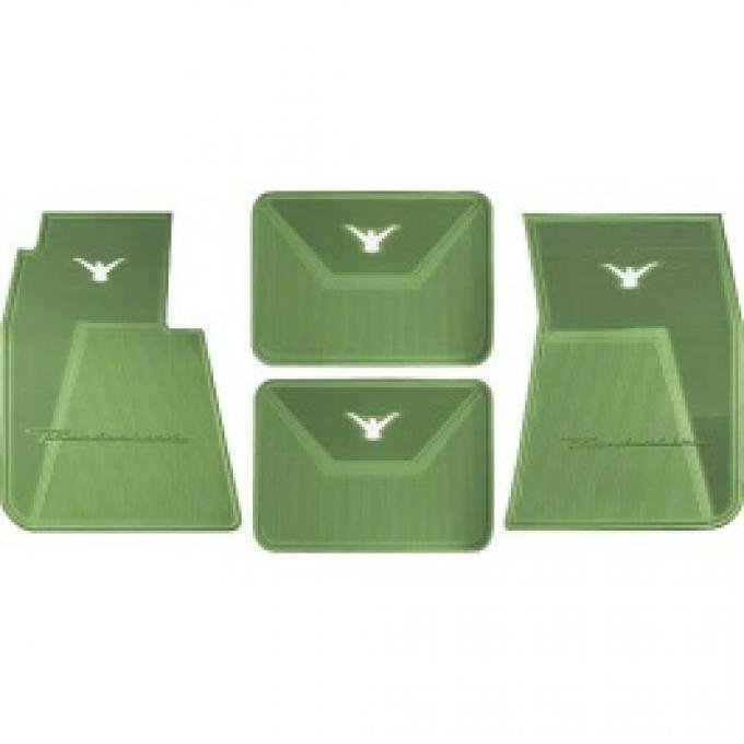 Ford Thunderbird Rubber Floor Mats 4 Pcs, Frt & Rr, Tbird Script And Wht Bird Logo, 58-60