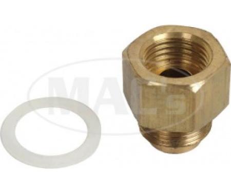 Ford Thunderbird Fuel Line Inlet Fitting, Includes Nylon Gasket, For Holley 4000 Teapot Carb, 1955-56