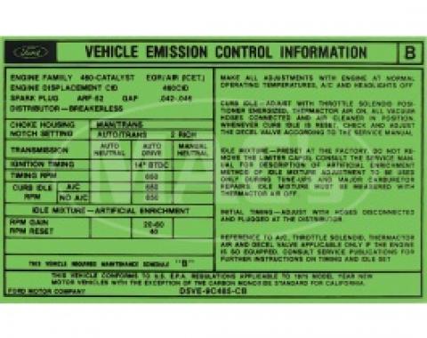 460 Emissions, 1975 Thunderbird