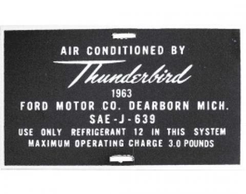 Ford Thunderbird Air Conditioner Hose Tag, Aluminum, 1963